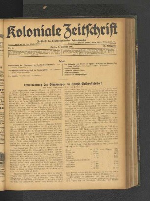 Verminderung der Schutztruppe in Deutsch-Südwestafrika!?