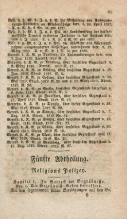 Fuenfte Abtheilung. Religions-Polizey