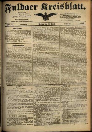 Ausgabe vom Freitag, den 30. April 1909.