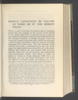 Should languages be taught at home or in the mission field ?