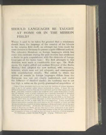 Should languages be taught at home or in the mission field ?