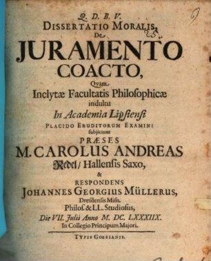 Diss. mor. de iuramento coacto