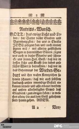 Antritts-Wunsch.