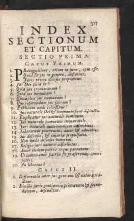 Index Sectionum et Capitum.
