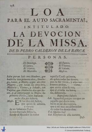 Loa para el Auto Sacramental La Devocion de la Missa.