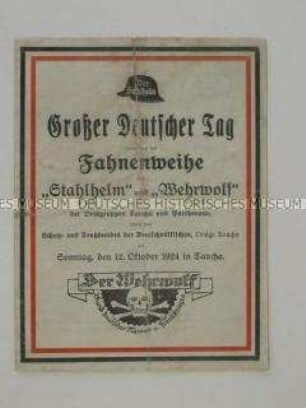 Einladung und Programm zu einer gemeinsamen Fahnenweihe verschiedener militaristischer Vereine