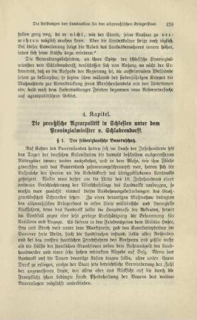 4. Kapitel. Die preußische Agrarpolitik in Schlesien unter dem Provinzialminister v. Schlabrendorff