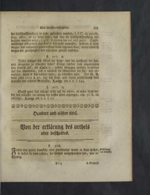 Hundert und eilfter - Hundert und zwanzigster titel.