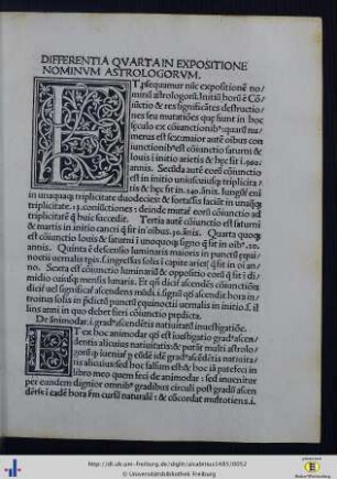 Differentia Quarta In Expositione Nominum Astrologorum.