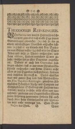 [I.] Theodorus Reinkingius
