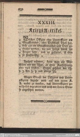 XXXIII. Kriegs-Artikel