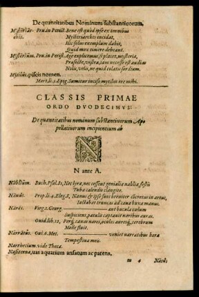 Classis Primae Ordo Duodecimus ... N