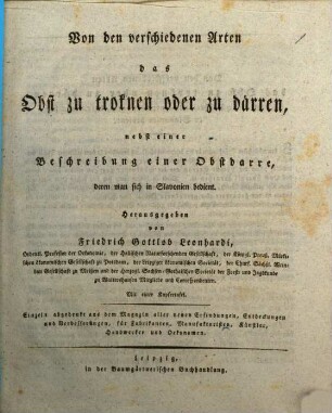 Von den verschiedenen Arten, das Obst zu trocknen