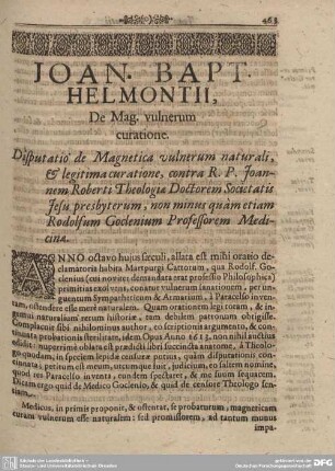 De Mag. vulnerum curatione.
