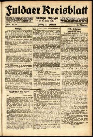 Ausgabe vom Freitag, den 27. Februar 1920.