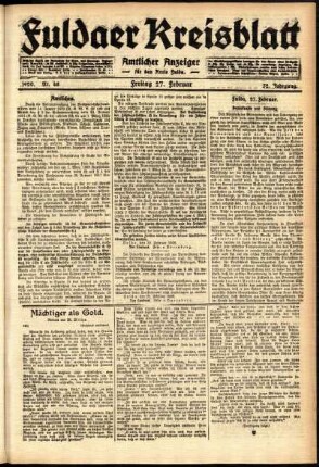 Ausgabe vom Freitag, den 27. Februar 1920.