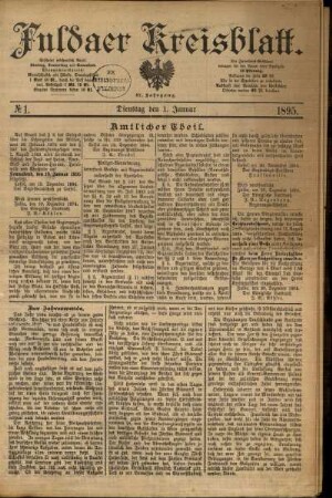 Erste Ausgabe vom Dienstag, den 01. Januar 1895.