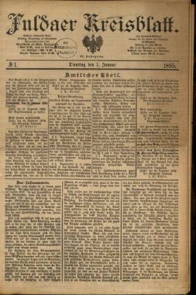 Erste Ausgabe vom Dienstag, den 01. Januar 1895.