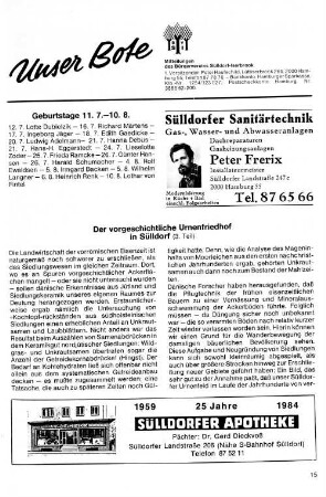 Der vorgeschichtliche Urnenfriedhof in Sülldorf : (3. Teil)