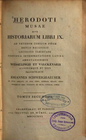 Herodoti Musae sive historiarum libri IX, 2