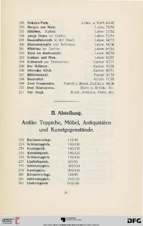 Antike Teppiche, Möbel, Antiquitäten und Kunstgegenstände (Nr. 272-601)