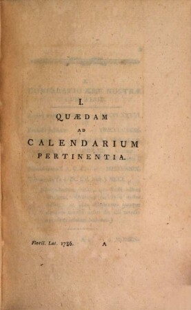 Calendarium musarum Latinum : anni aerae Christianae .... 1786
