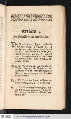 Erklärung der Sinnbilder der Kupfertafeln.