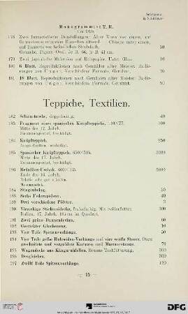 Teppiche, Textilien (Nr. 182-197)