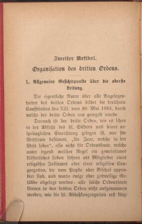 Zweiter Artikel. Organisation des dritten Ordens.