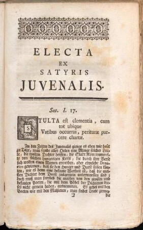 Electa ex Satyris Juvenalis.