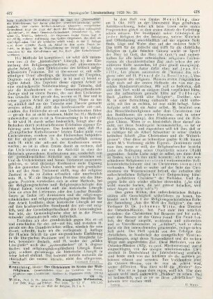 477-478 [Rezension] Mensching, Gustav, Das Christentum im Kreise der Weltreligionen
