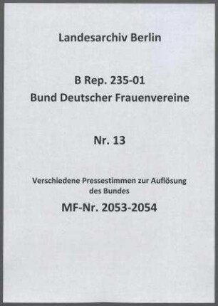 Verschiedene Pressestimmen zur Auflösung des Bundes