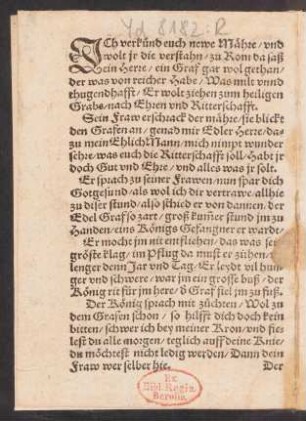 JCh verkünd euch newe Mähre/ vnd || wolt jr die verstahn/