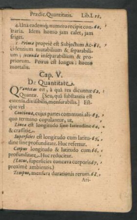 Cap. V. De Quantitate.
