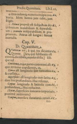 Cap. V. De Quantitate.