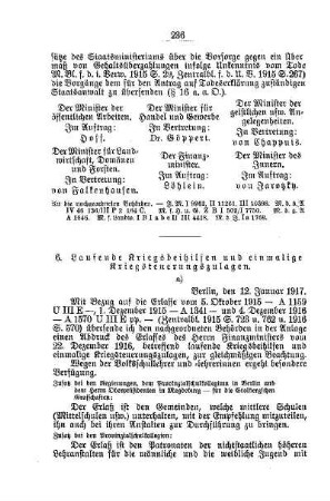 Laufende Kriegsbeihilfen und einmalige Kriegsteuerungszulagen : [A. Behörden und Beamte]