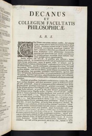 Decanus et Collegium ...