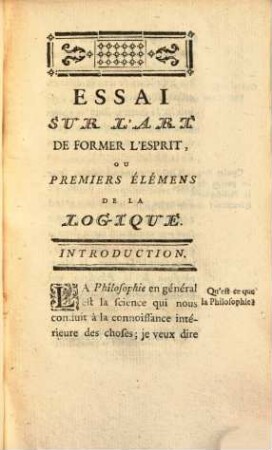 Essai sur l'art de former l'Esprit
