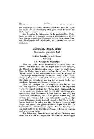 Gegenstand, Begriff, Name : Beitrag zu einer pädagogischen Logik ; (Fortsetzung)