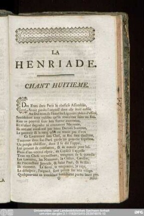 La Henriade. Chant Huitieme.