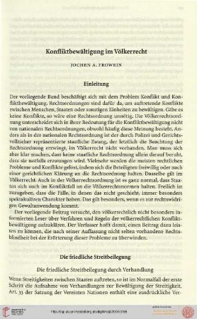 Jochen A. Frowein: Konfliktbewältigung im Völkerrecht