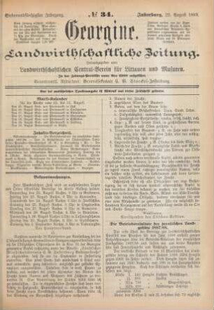 Siebenundfünfzigster Jahrgang. No. 34. Insterburg, 22. August 1889.