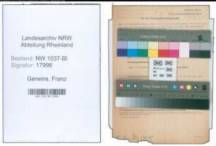Entnazifizierung Franz Gerwins , geb. 04.09.1879 ()