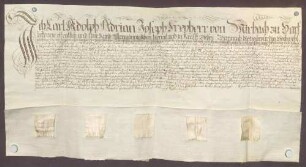 Instrumentum nobilitatis des Karl Adolf Adrian Joseph von Mirbach zu Harff.