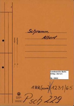 Personenheft Albert Schramm (*16.01.1914)