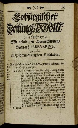 Monath Februarius.