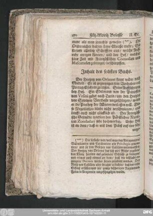 Inhalt des sechsten Buchs.