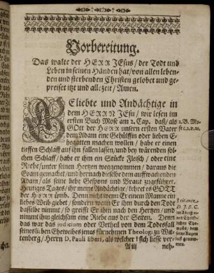 Vorbereitung; Der Text; Eingang; Abhandlung.
