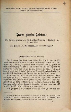 Ueber Hopfen-Trichome : ein Vortrag, gehalten beim VI. Deutschen Brauertag in Stuttgart, am 26. Juni 1888
