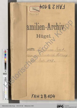 Kopien von Schreiben der Firma Krupp, Alfred Krupp und Friedrich Krupp jun. an Fritz Sölling. [siehe auch Abschrift in WA 9 d 551]